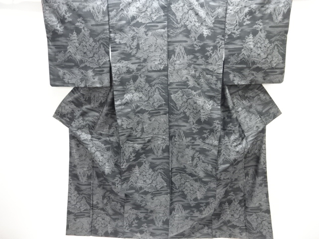 JAPANESE KIMONO / NISHIJIN OMESHI / WOVEN PAGODA & TEMPLE